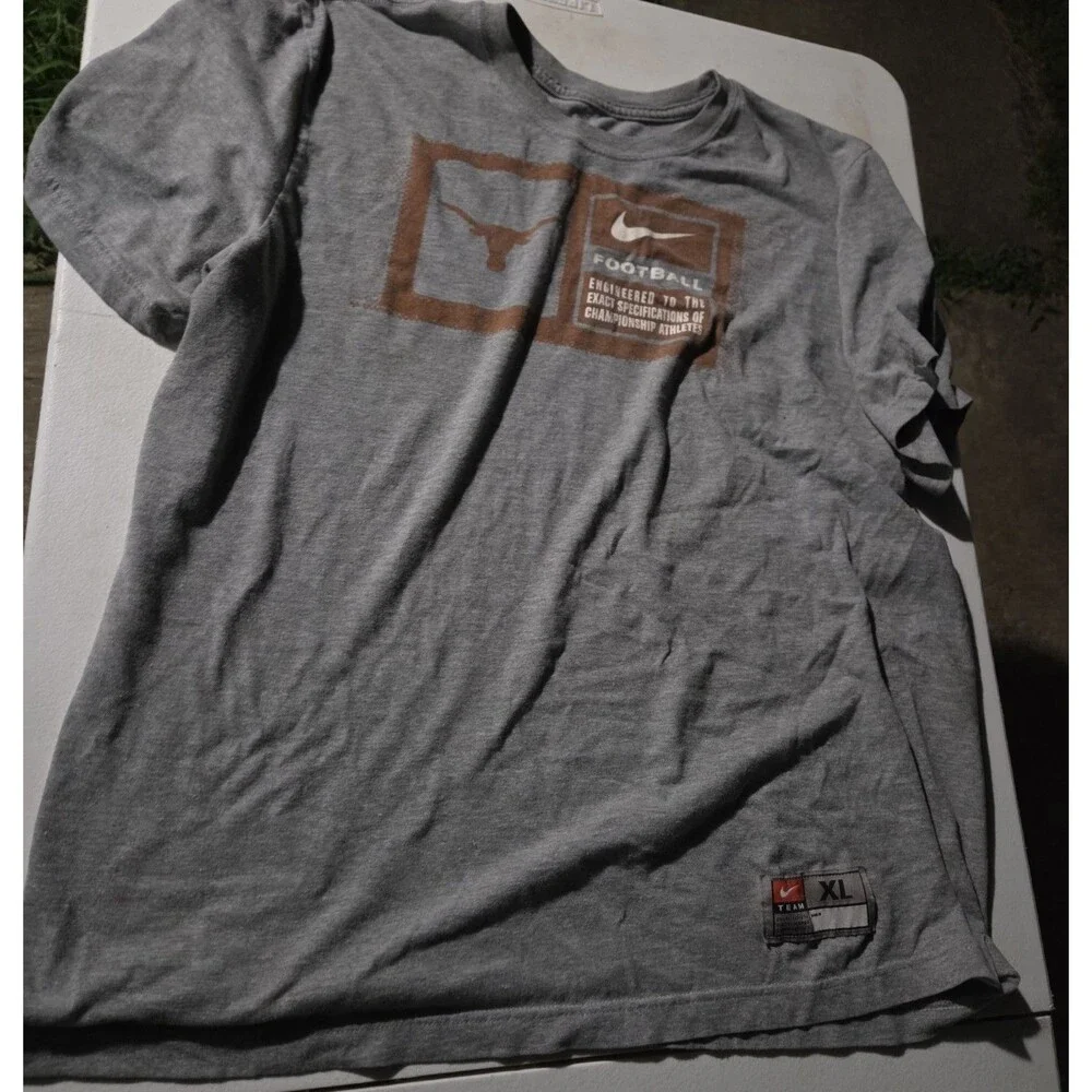 Nike Team Texas Longhorns Football Graphic T-Shirt Gray Mens XL Championship
